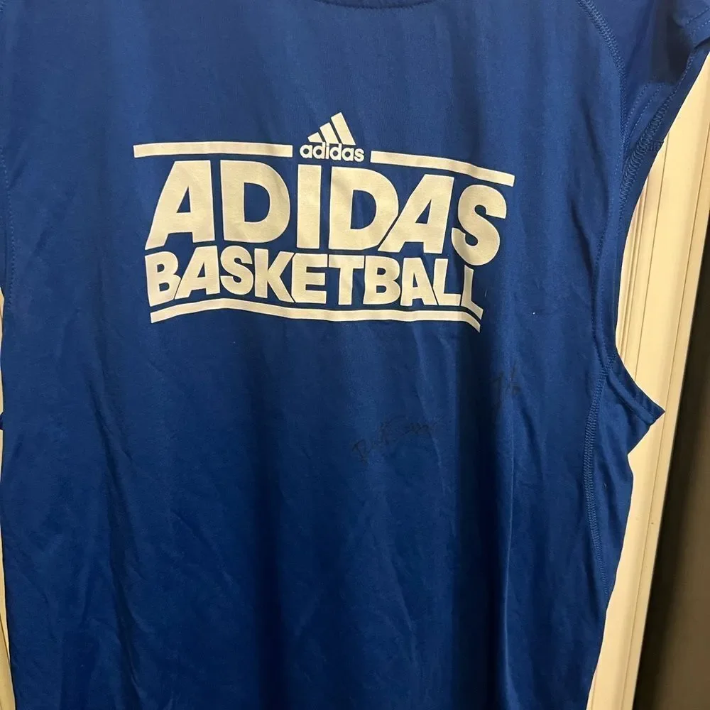 2 Autographs ADIDAS NBA BASKETBALL MEN'S T SHIRT CLIMALITE L